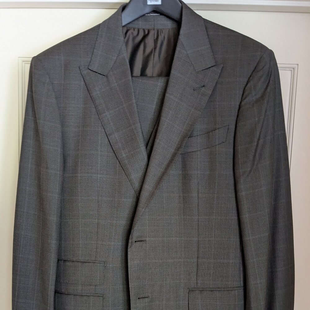 NWOT Ermenegildo Zegna Custom Brown Houndstooth Check 3-Piece Suit EU52R US42R